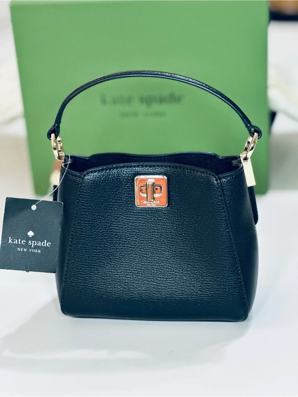 NWT Kate Spade Phoebe Mini Top Handle Crossbody Black Leather KI924 Gift Box